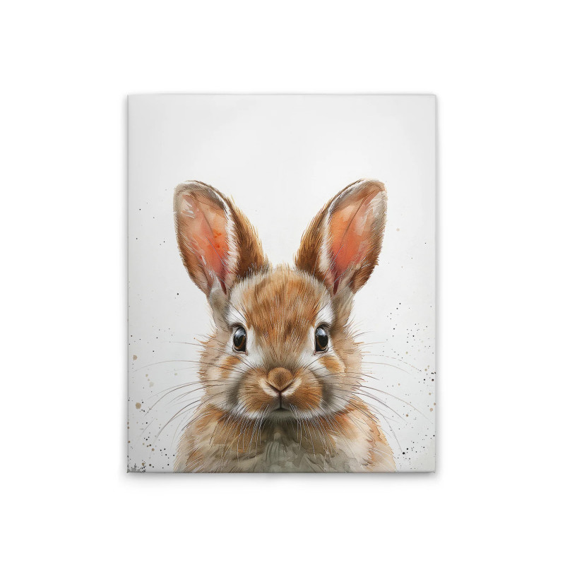 Brown Baby Bunny - Modern Canvas Wall Art with Wood Stretcher for...