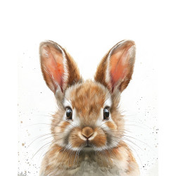 Brown Baby Bunny - Modern Canvas Wall Art with Wood Stretcher for...