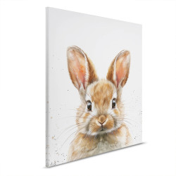 Brown Baby Bunny - Modern Canvas Wall Art with Wood Stretcher for...