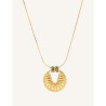 YXQ 67 Stainless Steel Necklace with colorful Pearl Charms