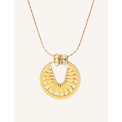 YXQ 67 Stainless Steel Necklace with colorful Pearl Charms
