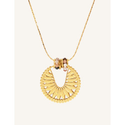 YXQ 67 Stainless Steel Necklace with colorful Pearl Charms