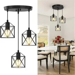 Lampada a Sospensione Joyinled a 3 Luci in Metallo, Lampadario per...