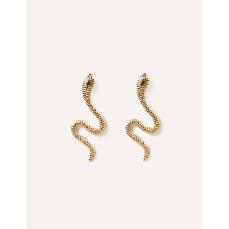 CUCOCUCA YXQ E128 Golden Stainless Steel Serpentine Earrings