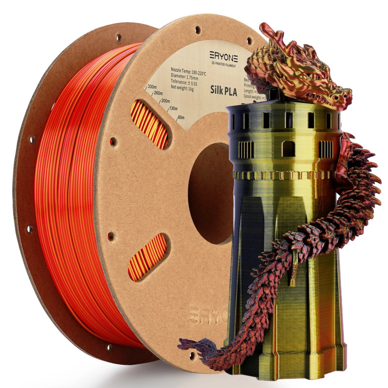 ERYONE 1.75mm Tricolor Silk Filament with Printing Service -...