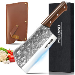 7-Inch Butcher Knife with Sheath, Robust Chef Knife to Chop Bones...