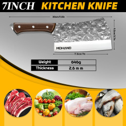 7-Inch Butcher Knife with Sheath, Robust Chef Knife to Chop Bones...