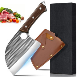 Couteau de Chef Serbe de 7 Pouces Forgé avec étui