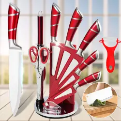 Set of 9 Professional Chef Knives with Rotating Block