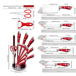 Set of 9 Professional Chef Knives with Rotating Block