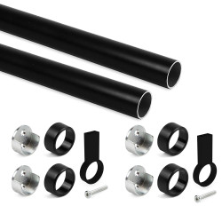 EMUCA Kit tubo tondo per armadio verniciato nero 28 cm diametro...