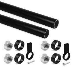 EMUCA Kit tubo tondo per armadio verniciato nero 28 cm diametro...