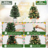 Arbre de Noël Mini Premium Pré-Illuminé 60cm en PET avec 48...
