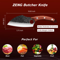 Japanese Butcher Knife Ultra Sharp with Finger Hole, Deboning...