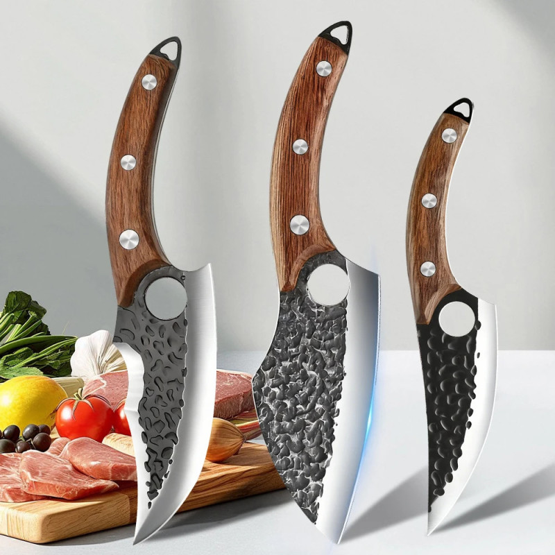 Set de 3 Couteaux de Cuisine : Mannaia, Couteau Chef et Couteau...
