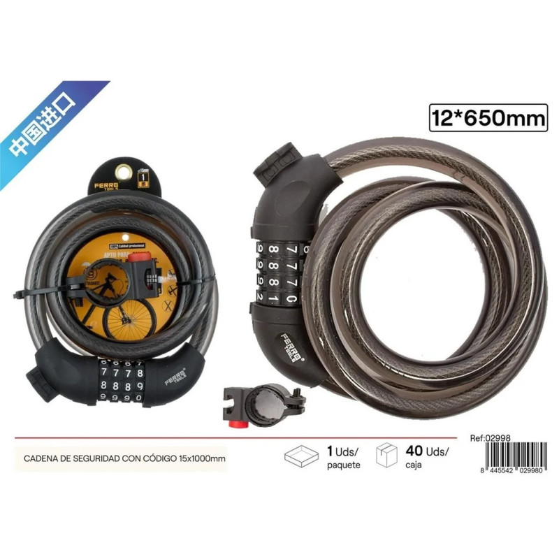 Encoded Security Chain 15x1000mm- Bicycle Accessories