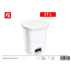 Pedal Garbage Can 27L White - Cleaning Accessories