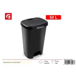 Black Pedaled Garbage Can with Recycling for 50L