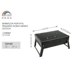 Kleiner Tragbarer Grill aus Schwarzem Stahl, 35x27cm