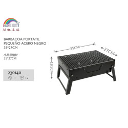 Piccolo barbecue portatile in acciaio nero, 35x27cm