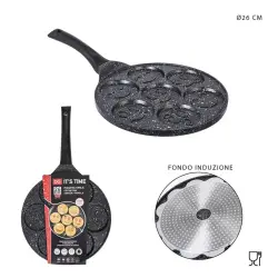 Padella con faccina sorridente a 7 fori, 26cm, per frittelle