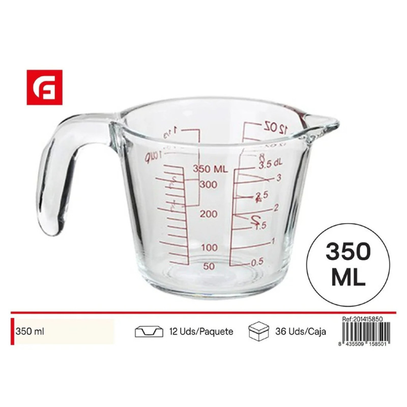 Beca de medición de cristal de 350 ml para microondas