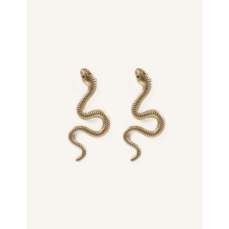 CUCOCUCA YXQ E84 Golden Stainless Steel Wavy Pattern Cuff Earrings