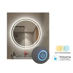 Luxury 25W CCT LED Bathroom Mirror with Touch Switch, 600mm...