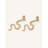 CUCOCUCA YXQ E84 Golden Stainless Steel Wavy Pattern Cuff Earrings