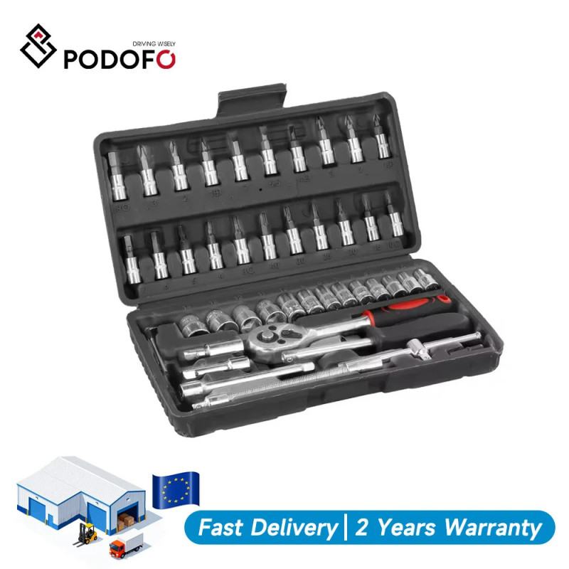 Podofo Set di Attrezzi per Riparazione Auto 46 Pezzi, Chiave...