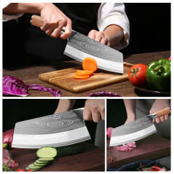 Couteau de Chef Chinois avec Motif Damascène, Lame Affûtée en...