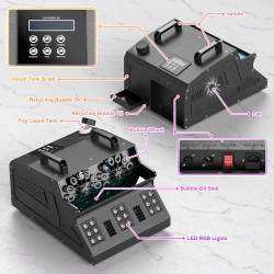 Machine à Fumer et aux Bulles de 1500W avec 18 Lumières RGB