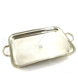 Classic Sheffield Silver Metal Rectangular Tray with Emblem and...