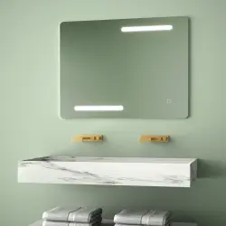 Rectangular LED Mirror with Siro Touch Switch, 100x80 cm, Color...
