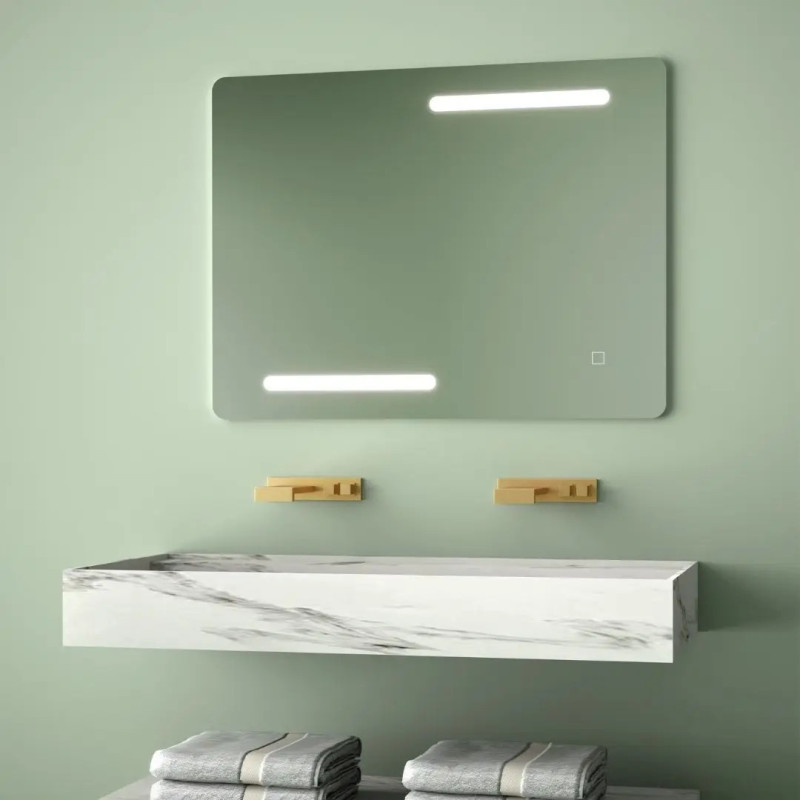 Miroir LED rectangulaire Siro avec interrupteur tactile 100x80 cm...