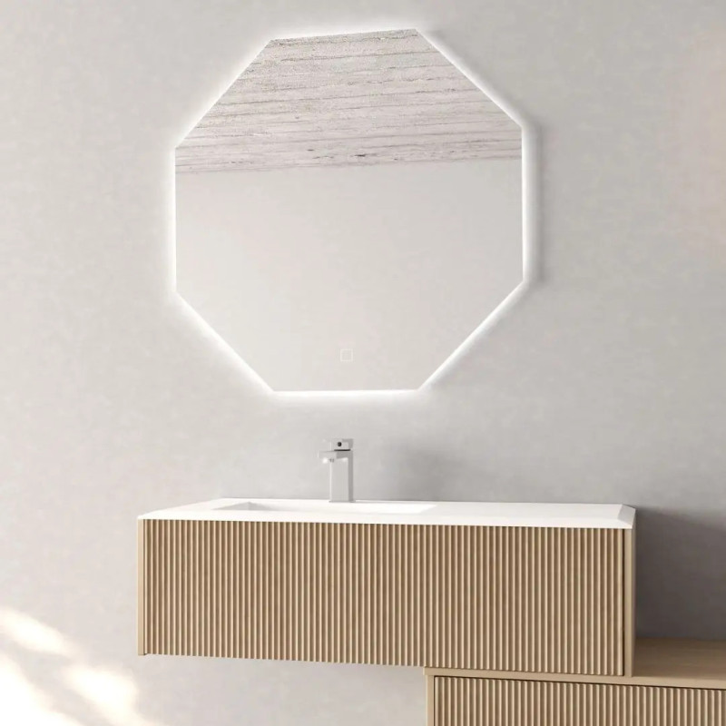 Skopelos 60x60 cm octagonal mirror with LED light and touch dimmer