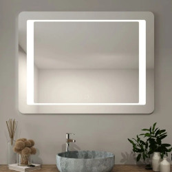 LED Rectangular Mirror with Touch Switch 120x80 cm, 6000K - 6500K...