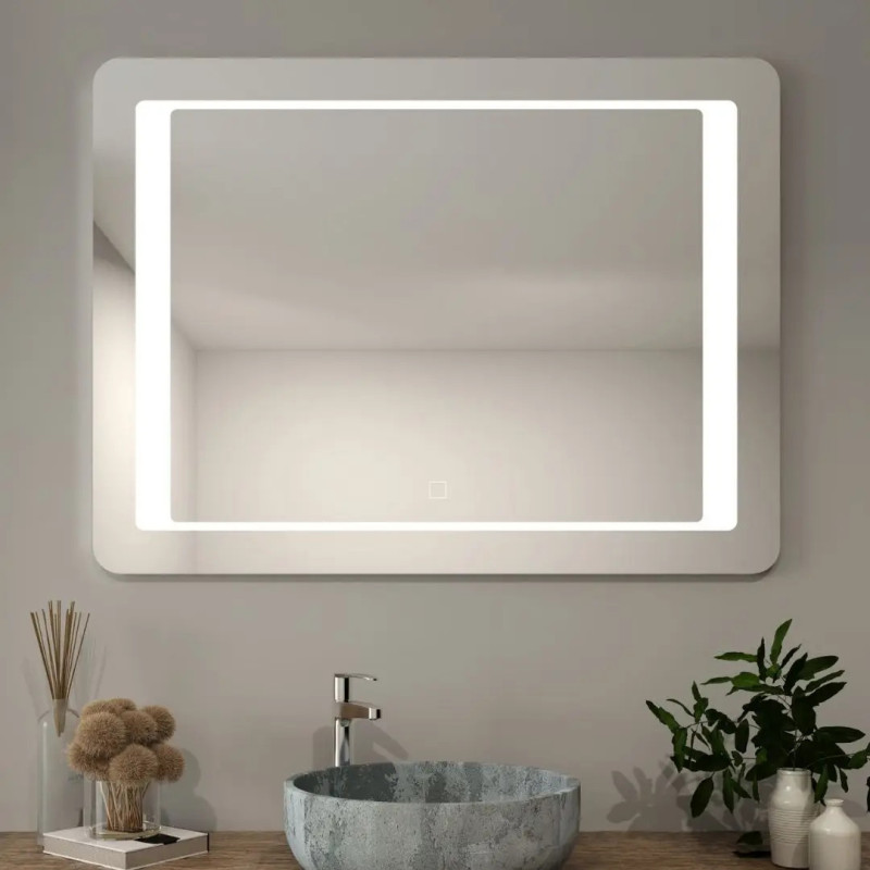 LED Rectangular Mirror with Touch Switch 120x80 cm, 6000K - 6500K...