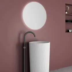 Modern LED Round Mirror with Retro照明、60 cm, Color Temperature...