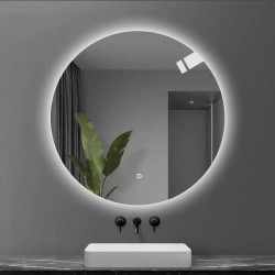 Runde LED-Spiegel 80 cm mit Touch-Schalter, dimmbar und Schattenfleck