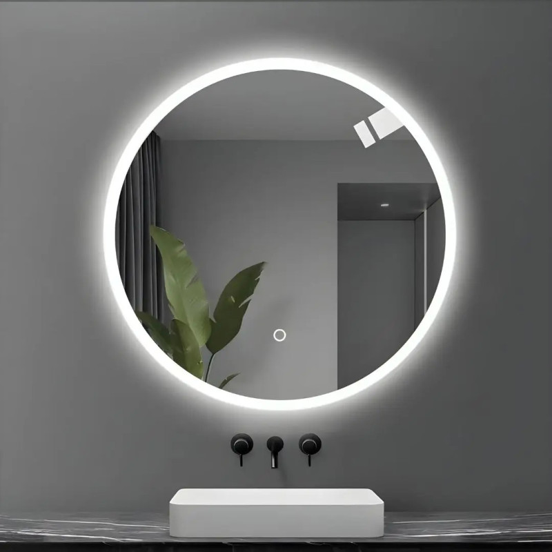 Round Cefalonia 90 cm LED Mirror with Touch Dimmer Switch