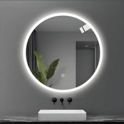 Espejo redondo LED Cefalonia de 60 cm con conmutador táctil dimmable