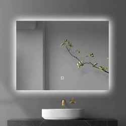 Naxos Rectangular LED Mirror with Touch Switch Dimmer Natural Warm...