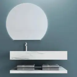 Round LED Mirror with Dimmer, Touch Switch and Surround Light...