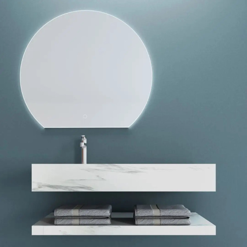 Round LED Mirror with Dimmer, Touch Switch and Surround Light...