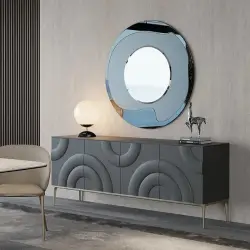 Miroir murale rond moderne avec design à cercles concentriques...