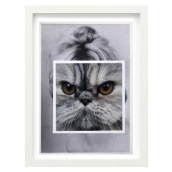 A4 Print on White Paper with Cat Face, Mid-Century Modern Style...