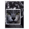 A4 Print on White Paper with Cat Face, Mid-Century Modern Style...