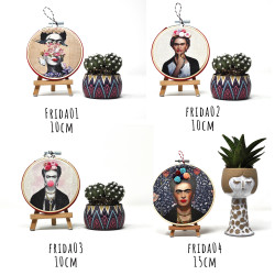 Modern Cotton Embroidery Art - Frida Kahlo Portrait 10/15cm...