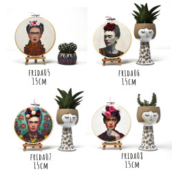 Modern Cotton Embroidery Art - Frida Kahlo Portrait 10/15cm...
